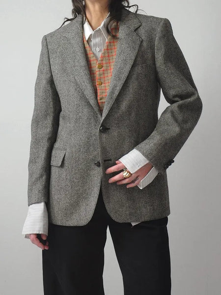 1980's Gray Wool Tweed Blazer