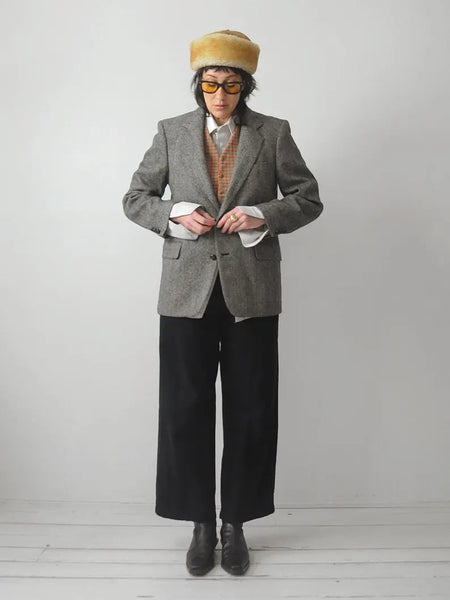 1980's Gray Wool Tweed Blazer