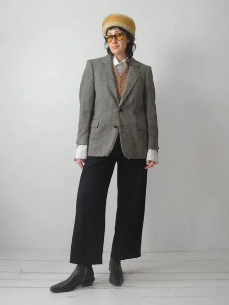 1980's Gray Wool Tweed Blazer