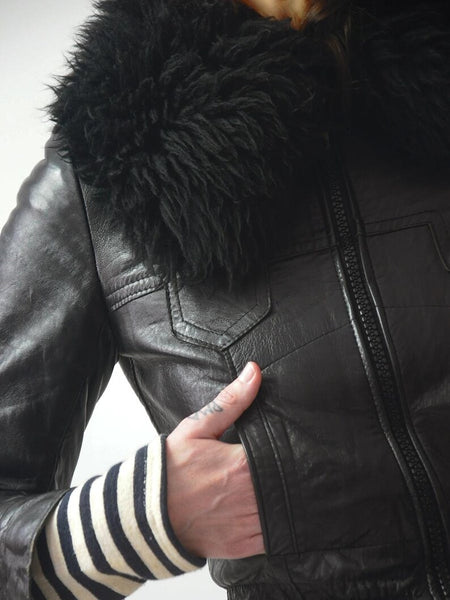 Black Leather Shearling Jacket