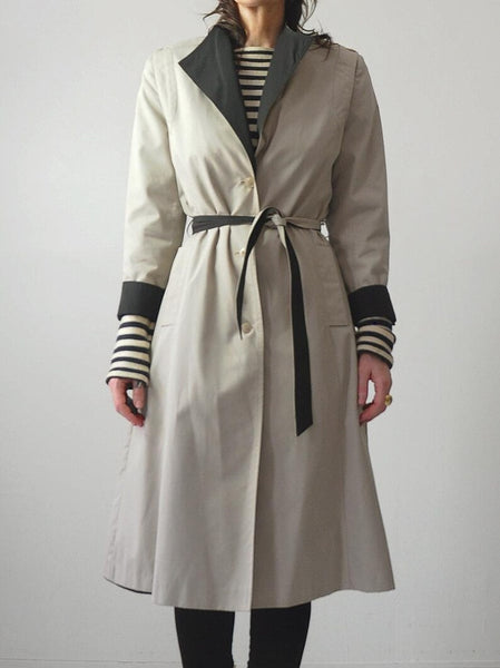 80's Khaki Belted Trench Coat