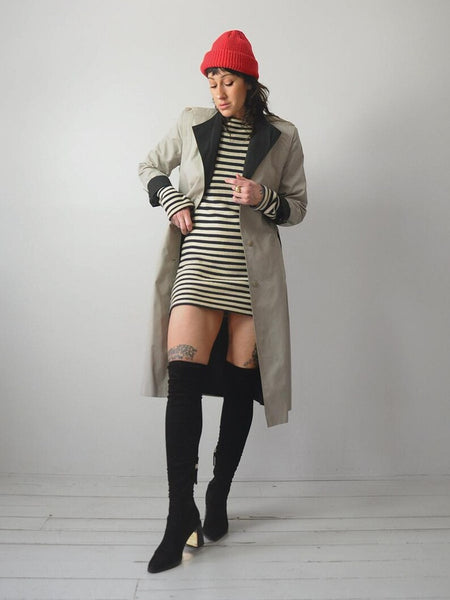 80's Khaki Belted Trench Coat