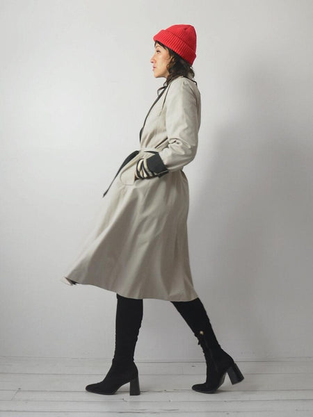 80's Khaki Belted Trench Coat