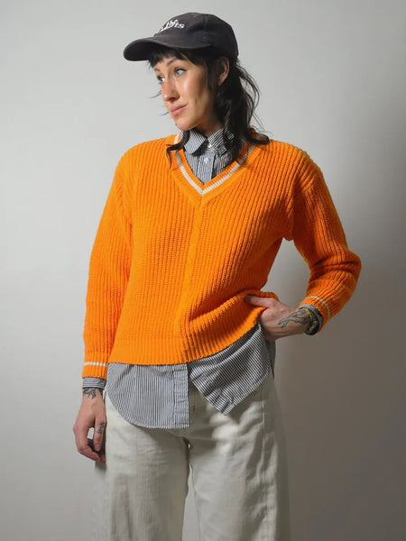 80's Orange Cotton Tennis sweater