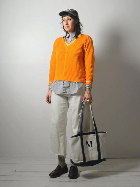 80's Orange Cotton Tennis sweater