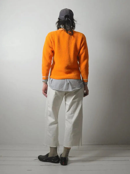 80's Orange Cotton Tennis sweater
