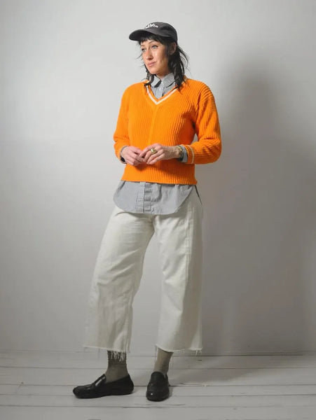 80's Orange Cotton Tennis sweater