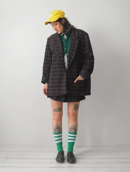 90's Oversized Plaid Blazer