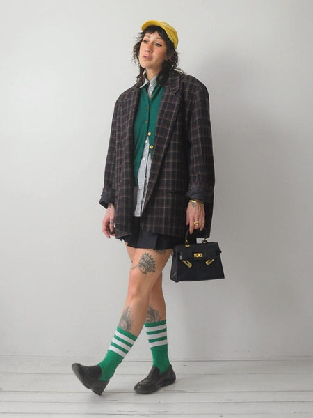 90's Oversized Plaid Blazer