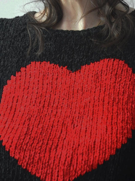 90's Red Heart Cropped Sweater