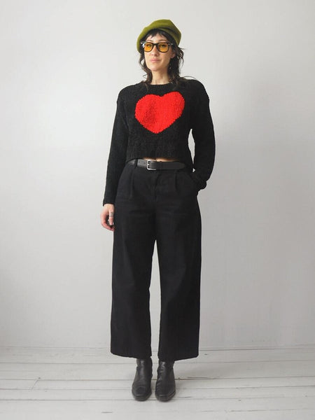 90's Red Heart Cropped Sweater