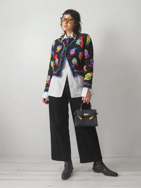 1994 Michael Simon 3D Face Cardigan