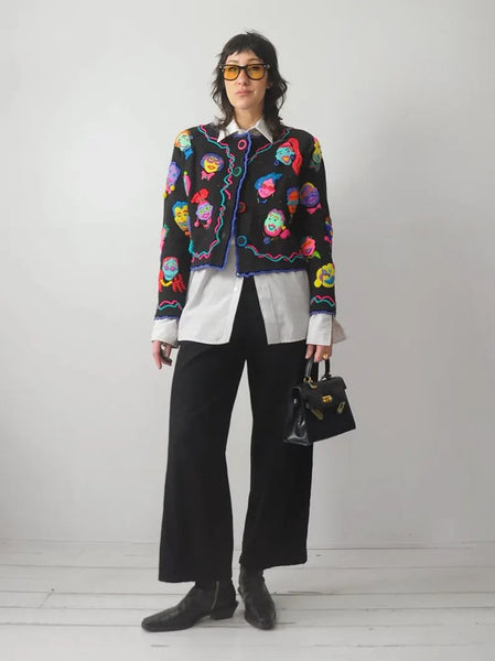 1994 Michael Simon 3D Face Cardigan