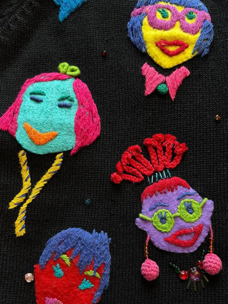 1994 Michael Simon 3D Face Cardigan