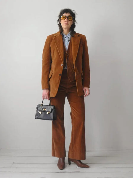 1970's Brown Corduroy 3 Piece Suit
