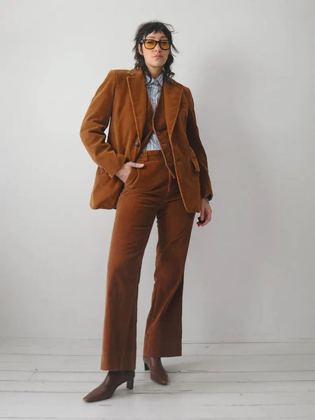 1970's Brown Corduroy 3 Piece Suit