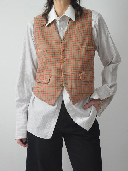 1940's English Plaid Wool Vest