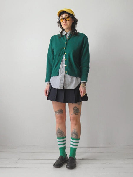 1960's Forest Green Knit Cardigan