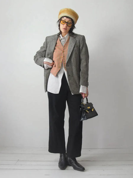 1980's Gray Wool Tweed Blazer