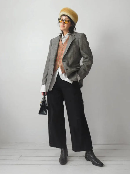 1980's Gray Wool Tweed Blazer