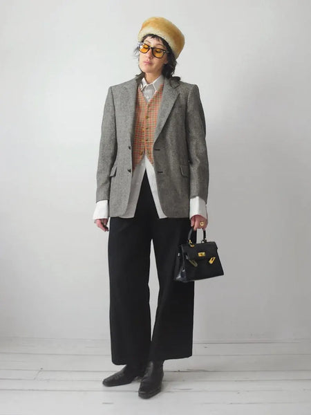 1980's Gray Wool Tweed Blazer
