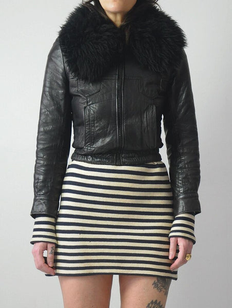 Black Leather Shearling Jacket