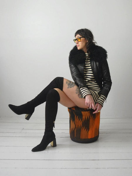 Black Leather Shearling Jacket