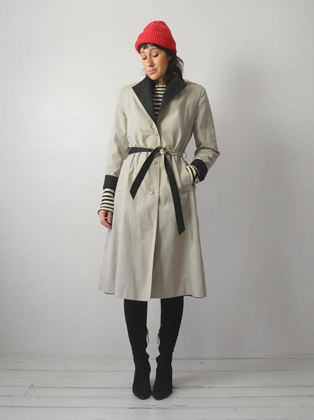 80's Khaki Belted Trench Coat