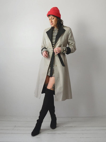 80's Khaki Belted Trench Coat