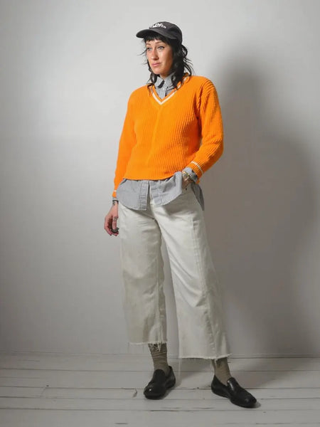 80's Orange Cotton Tennis sweater