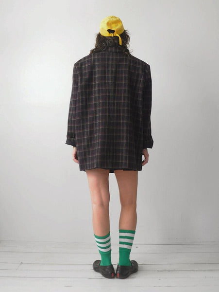 90's Oversized Plaid Blazer