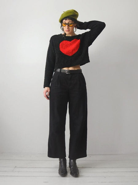 90's Red Heart Cropped Sweater