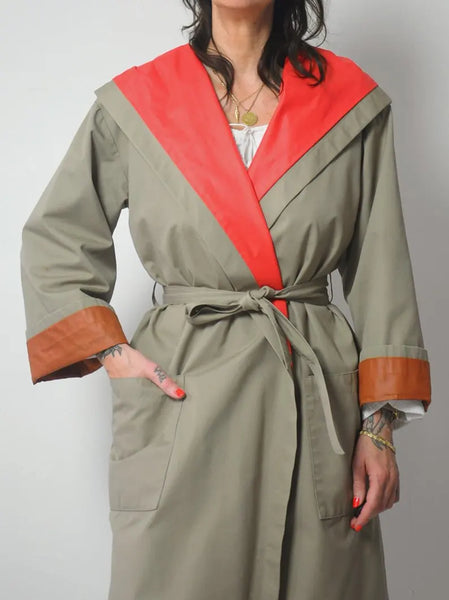 1970's Khaki Colorblock Trench Coat