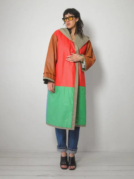 1970's Khaki Colorblock Trench Coat