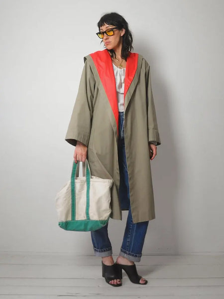 1970's Khaki Colorblock Trench Coat