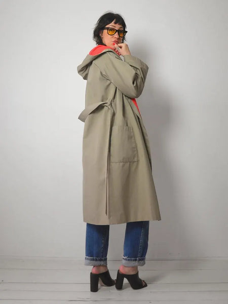 1970's Khaki Colorblock Trench Coat