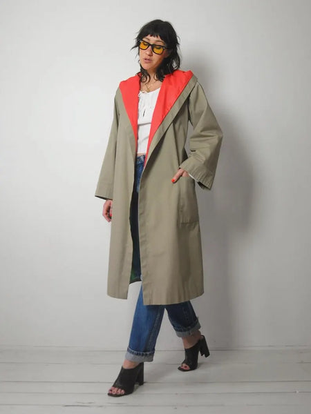 1970's Khaki Colorblock Trench Coat