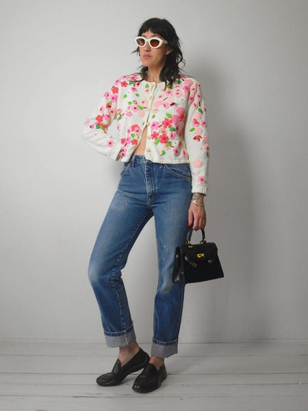 1990's Michael Simon Cherry Blossom Cardigan