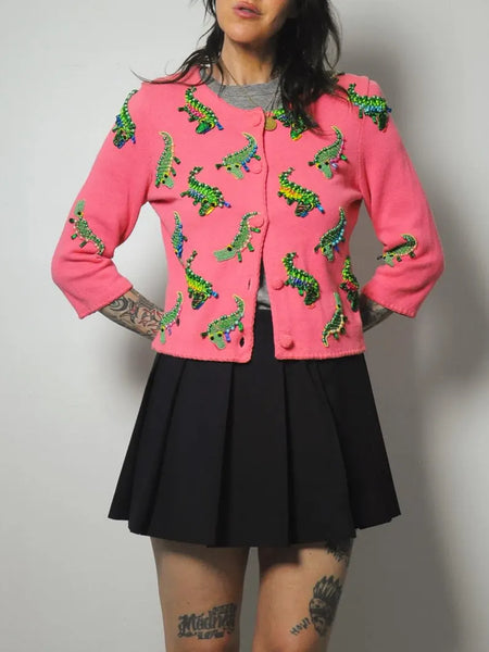 y2k Michael Simon Alligator Cardigan