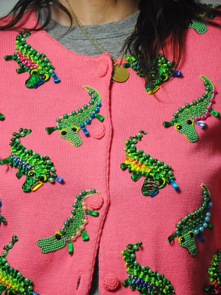 y2k Michael Simon Alligator Cardigan