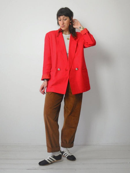 1980's Red Woven Silk Blazer