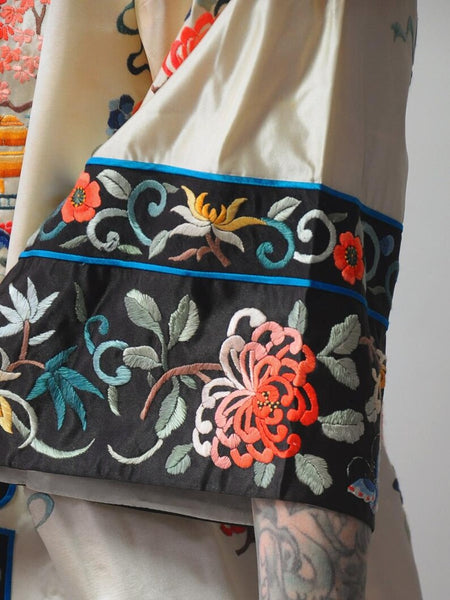 Silk Embroidered Kimono Robe