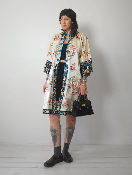 Silk Embroidered Kimono Robe