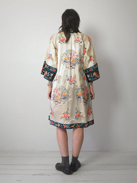 Silk Embroidered Kimono Robe