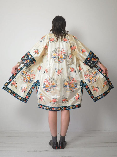 Silk Embroidered Kimono Robe