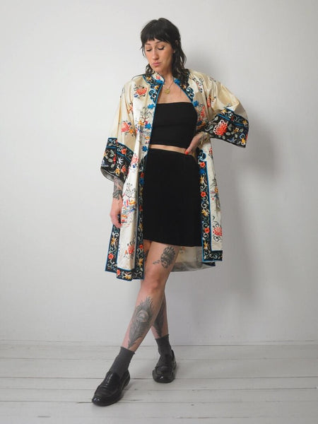 Silk Embroidered Kimono Robe