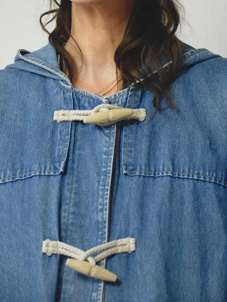 Oversized Denim Sailor Chore Coat