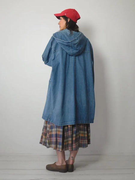 Oversized Denim Sailor Chore Coat