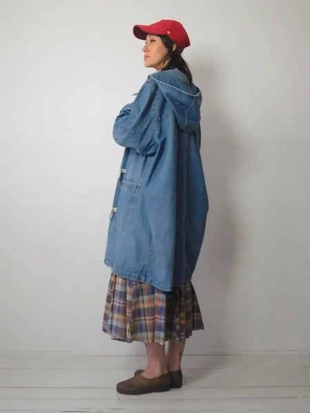 Oversized Denim Sailor Chore Coat