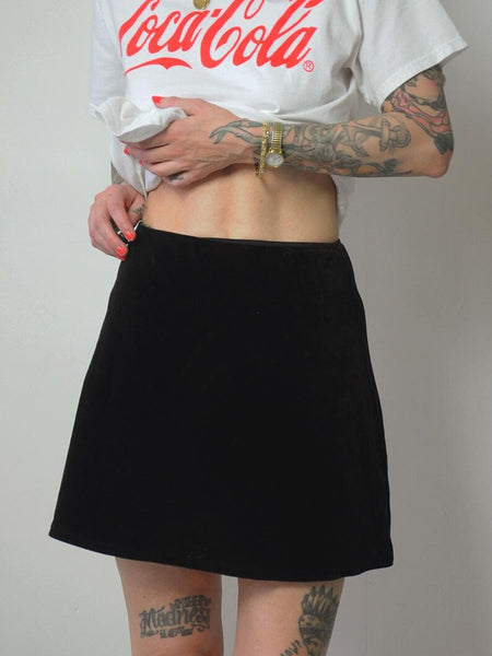 90's Black Velvet Mini Skirt